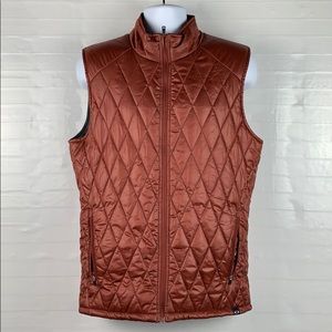 Oakley Quilted Zip-Up Vest in Rust Brown